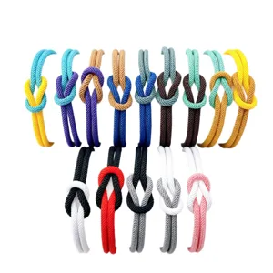 Wholesale multi-color figure-8 woven rope bracelet adjustable couple friendship bracelets main view