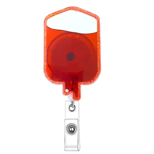 Carrete de credencial de enfermera con brillo liquido rojo clip retractil tarjeta identificacion