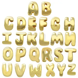 Colgantes de letras del alfabeto de burbujas 3D de oro para hacer joyas y pulseras
