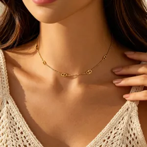 Elegant 18k gold plated anchor chain necklace minimalist dainty choker jewelry for women