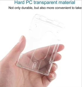Portatarjetas transparente PC rigido doble ranura vertical horizontal funda carnet ID