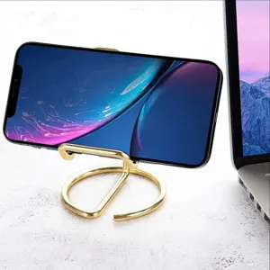 Minimalist gold metal phone stand desktop holder cell phone support bracket for office desk