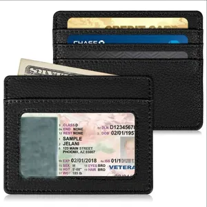 Minimalist PU Leather Card Holder Slim Double Layer Business Credit Card Wallet Case Pocket Organizer For Men And Women