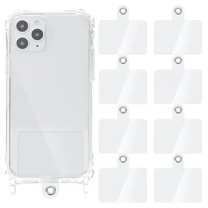 Patch de Lanière de Téléphone en PVC Transparent Languette de Fixation Anti-Perte Universelle Avec Anneau Métallique Accessoires de Corde