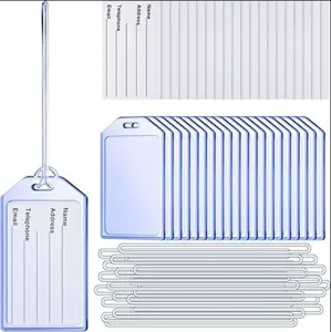 Porte-Carte d'Identité et Étiquette de Bagage en PVC Transparent Imperméable Vertical Avec Cordon Pour Bureau École Voyage