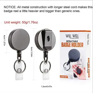 Portabadge retrattile pesante con cavo in acciaio, lega di zinco canna di fucile 4 cm.