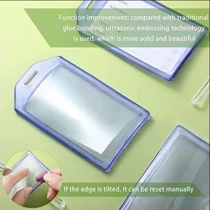 Porte étiquette de bagage vertical en PVC transparent étanche pour carte d'identité.