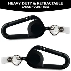 Zware intrekbare badgehouder rol met karabijnhaak en handige sleutelhanger voor dagelijks gebruik.