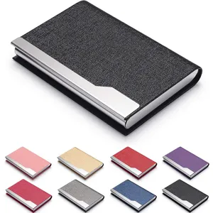 Stainless Steel Business Card Holder PU Leather Card Case Pocket Organizer Minimalist Credit Card Box Gift