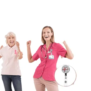 Rhinestone Heart EKG Stethoscope Retractable Badge Reel for Nurses and Medical Staff