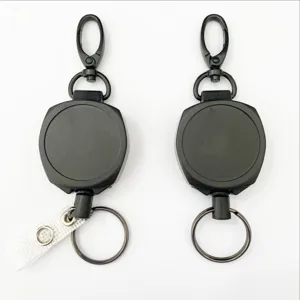 Heavy Duty ABS Retractable Badge Reel ID Card Holder With Steel Wire Cord Key Ring For Office School