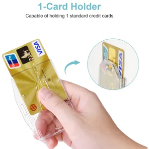 Portatarjetas rigido transparente horizontal y vertical doble uso protector de tarjeta ID