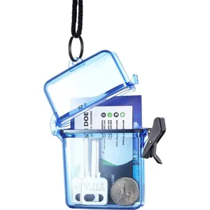 Scatola da spiaggia impermeabile trasparente con cordino per outdoor, chiavi e carte