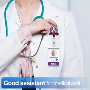 Portatarjetas retráctil con diseño de radiología de costillas, duradero para enfermeras.