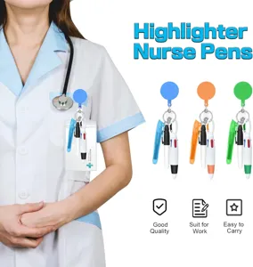 Portabadjes retráctil profesional para enfermera con bolígrafos resaltadores y tarjetero set.