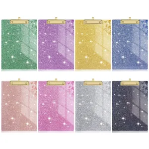 Glitter Acryl Klembord A4 Formaat Schrijfblok Met Lage Metalen Clip Kantoor School Documentenhouder
