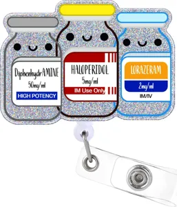 Portabadge de enfermera con purpurina lindo vial médico soporte retráctil tarjeta id