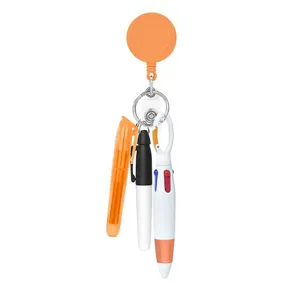 Portatarjetas de enfermera y mini juego de bolígrafos vista detallada, portátil, naranja.