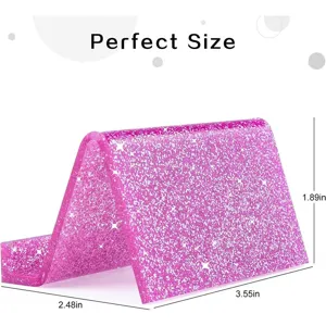Pink glitter desktop card holder and phone stand, portable foldable display stand office.