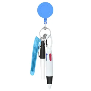 Portacintas retráctil con juego de mini bolígrafos, accesorio médico práctico para uso diario.