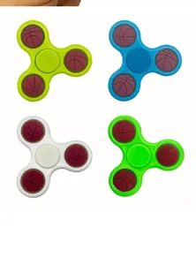 4-pack stress relief fidget spinner basketball style hand toys colorful plastic decompression toys.