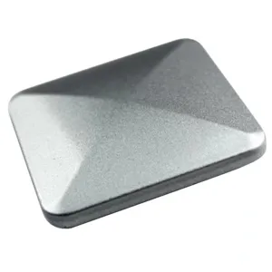 Square kinetic desk toy detail shot, metal flip fidget toy close-up view for office focus.