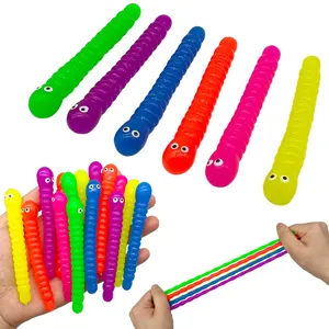 TPR Stretchy Caterpillar Toy Colorful Fidget Sensory Decompression Toy Stress Relief Fidget Toy For Kids And Adults