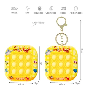 Mini Silikon Push Pop Blase Sensorisches Spielzeug Schlüsselanhänger in Gelb neu