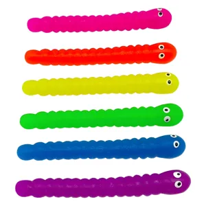 Colorful stretchy caterpillar fidget toy set, soft rubber stress relief sensory toys.