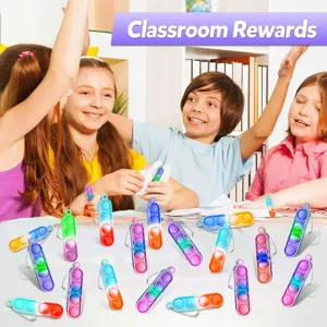 Mini Push Pop Bubble Fidget Spielzeug Schlüsselanhänger, bunter Silikon Stressabbau Anhänger.