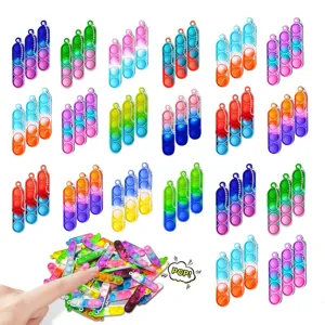 Mini Pop Fidget Spielzeug Schlüsselanhänger Silikon Sensorisch Stressabbau Spielzeug Tragbar Oval Push Blase Schlüsselanhänger Für Erwachsene Und Kinder