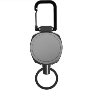 Outdoor retractable metal keychain with carabiner, sturdy badge reel puller for keys.