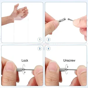 Stainless steel wire cable keyring loop for luggage tags and ID card holders, secure screw lock.