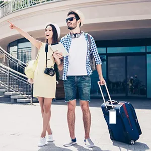 Transparent vertical waterproof PVC luggage tag card holder travel scene detail view
