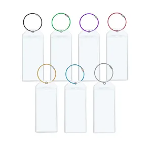 Transparent PVC Luggage Tag Waterproof Card Holder With Stainless Steel Wire Ring Travel ID Badge Holder Protective Case