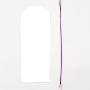 Clear vertical PVC luggage ID card badge holder with purple steel wire loop detail.