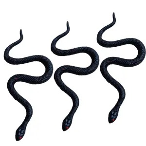 Festival Party Prank Toy Simulation Faux Serpent Modèle de Serpent Noir en Caoutchouc Souple Réaliste pour Décoration d'Halloween