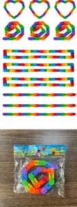 24-link wacky tracks fidget toy, flexible snap and click sensory puzzle for stress relief.