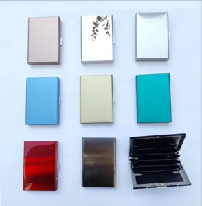 Stainless steel business card holder credit card case multi slot slim metal wallet organizer.