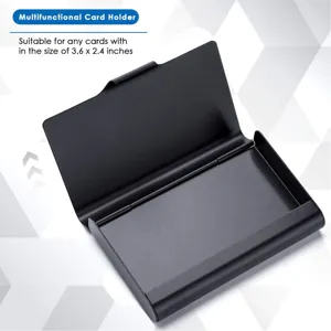 Portabiglietti da Visita in Acciaio Inossidabile 304 Specchio Nero Sottile Custodia per Carte di Credito Portatile in Metallo