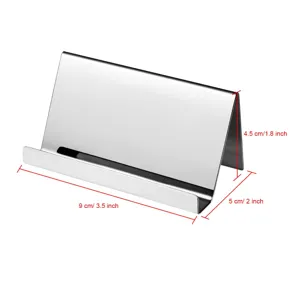 Porta biglietti da visita in acciaio inossidabile espositore da scrivania dettagli 9x5x4,5cm