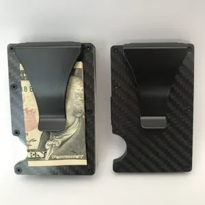Kohlefaser RFID Blocker Minimalistisch Geldbörse Metall Geldklammer Slim Kreditkartenetui Herren