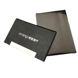 Etui porte-carte de visite en cuir PU et métal étui de poche organisateur de cartes professionnel