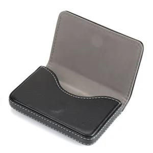 PU leather business card holder magnetic card case black pocket business card protector box