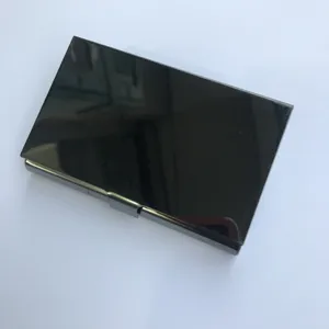 Porta biglietti da visita in acciaio inossidabile specchiato nero, elegante astuccio tascabile.
