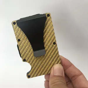 Minimalistisches Kartenetui aus Kohlefaser mit Geldklammer RFID Schutz Kartenhalter.
