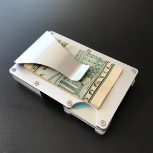 Minimalist Aluminum Alloy RFID Blocking Credit Card Holder Metal Slim Wallet Pocket Card Case