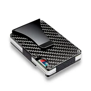 Minimalistischer Carbonfaser-Geldbeutel mit Metall-Geldklammer und RFID-Kartenhalter für Herren.