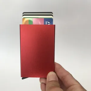 Tarjetero de Crédito Automático Pop-Up de Metal Aleación de Aluminio Billetera Delgada Estuche para Tarjetas de Visita de Bolsillo Diseño Minimalista