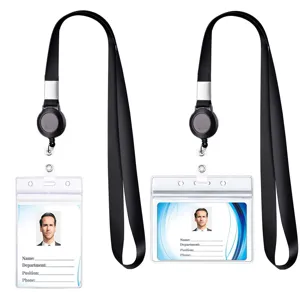 Carrete Retráctil para Credencial Con Cordón Portatarjetas PVC Vertical y Horizontal Oficina Escuela Kit de Insignia